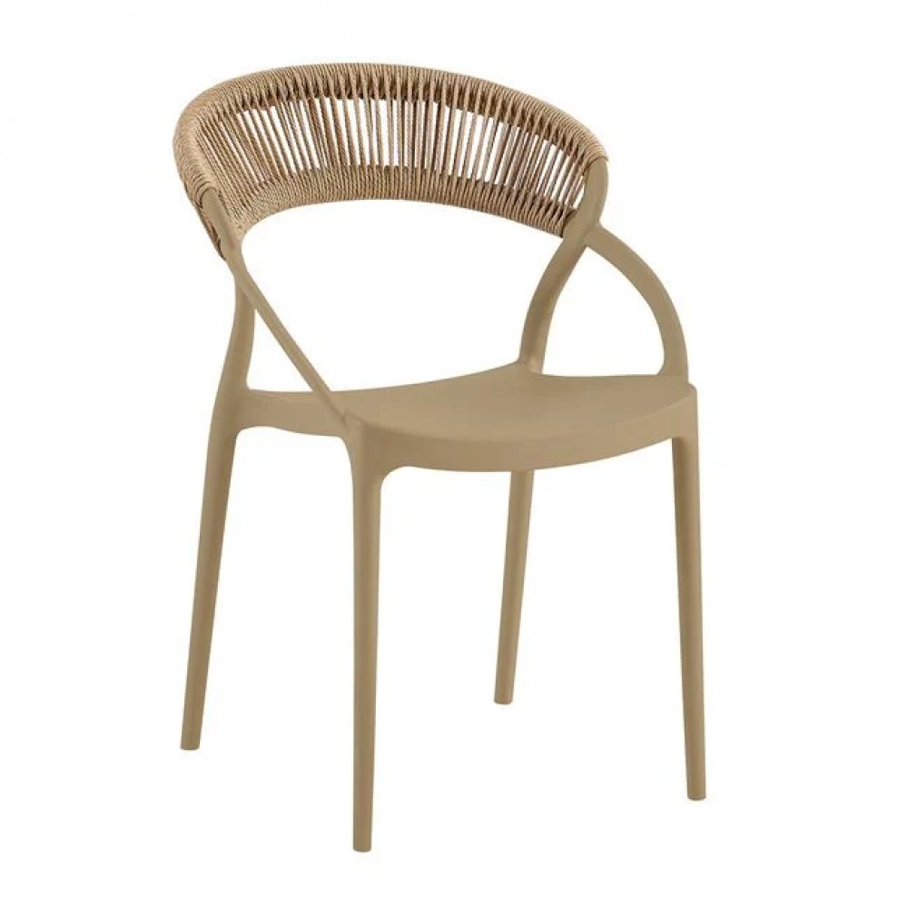 Πολυθρόνα "DORA" στοιβαζόμενη από pp/rope wicker σε χρώμα tortora/φυσικό 53x61x78