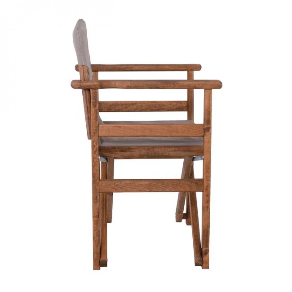 Πολυθρόνα σκηνοθέτη από ξύλο/textilene σε χρώμα καρυδί/sand beige 60x51x85