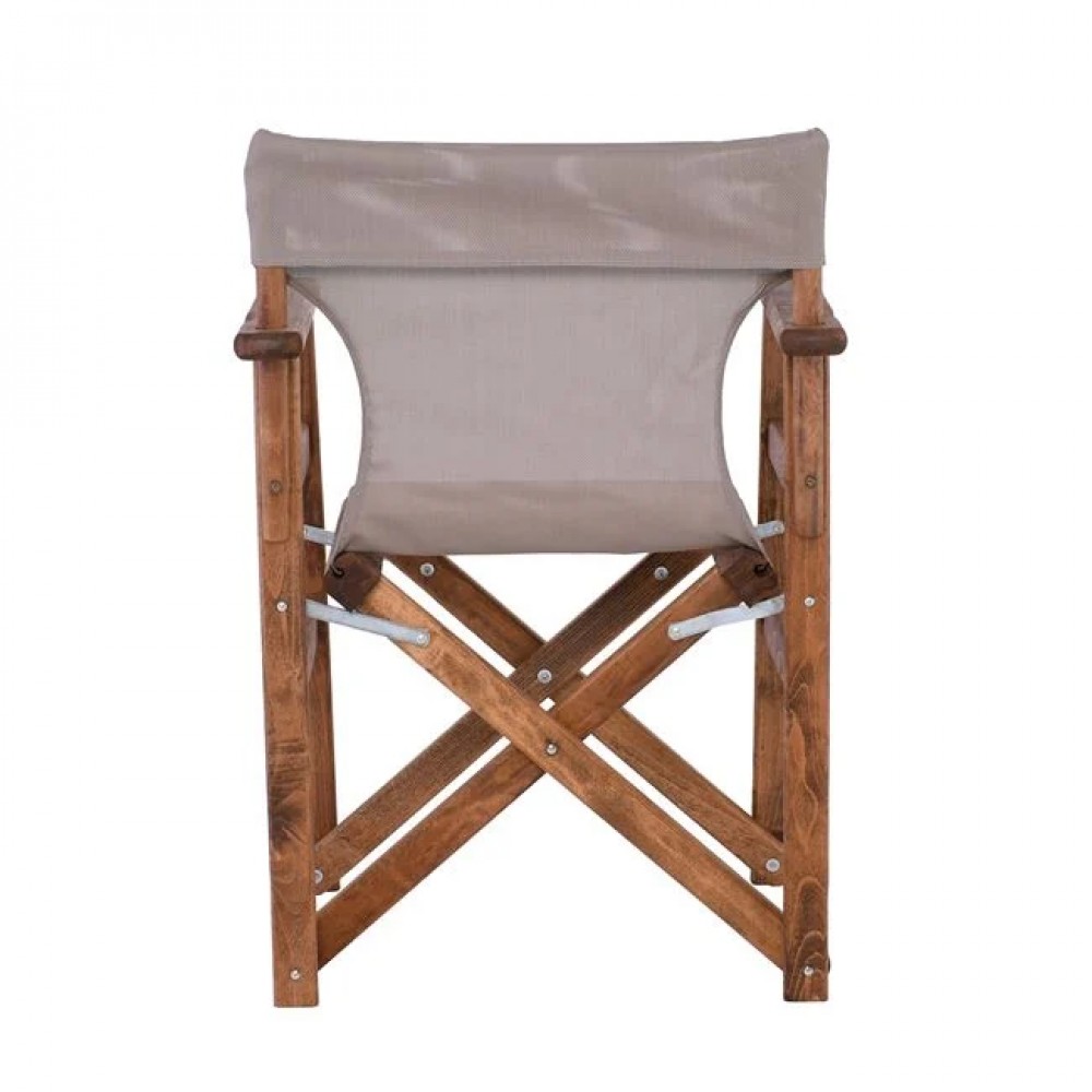 Πολυθρόνα σκηνοθέτη από ξύλο/textilene σε χρώμα καρυδί/sand beige 60x51x85