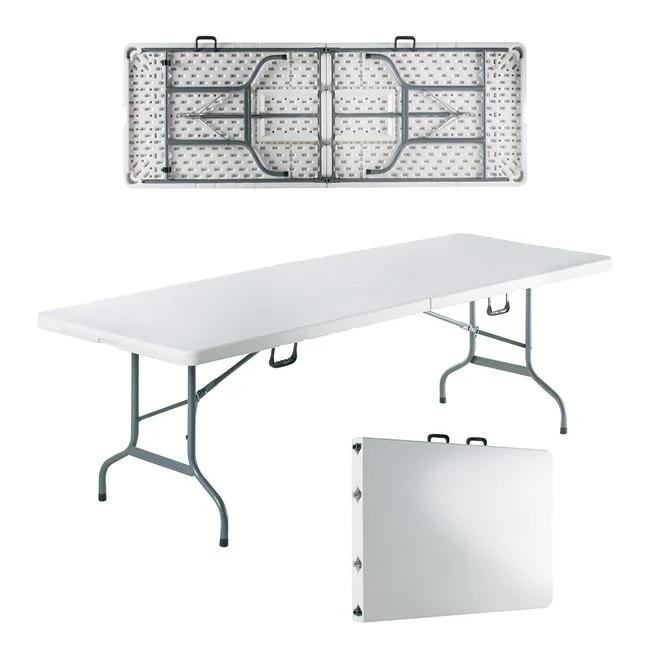Τραπέζι catering-συνεδρίου "BLOW-W" βαλίτσα από HDPE/μέταλλο σε χρώμα λευκό/γκρι 242x75x74