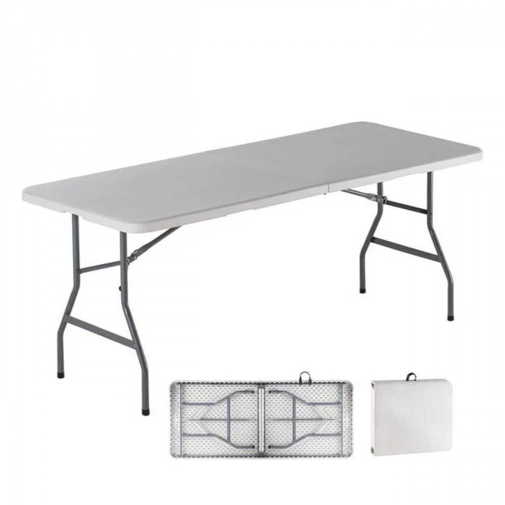 Τραπέζι catering-συνεδρίου "BLOW-W" βαλίτσα από HDPE/μέταλλο σε χρώμα λευκό/γκρι 180x70x74