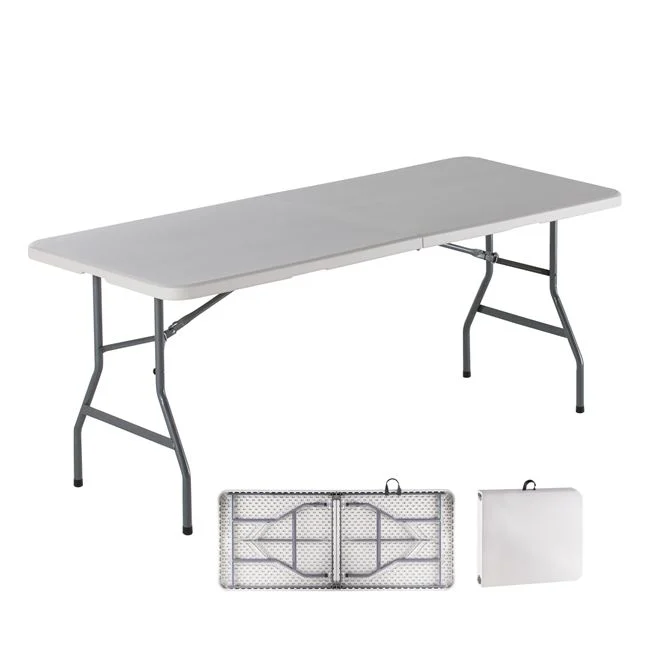 Τραπέζι catering-συνεδρίου "BLOW-W" βαλίτσα από HDPE/μέταλλο σε χρώμα λευκό/γκρι 180x70x74