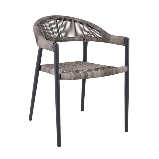 Πολυθρόνα "MADISON" στοιβαζόμενη από αλουμίνιο/rope wicker σε χρώμα ανθρακί/γκρι 58x56x78