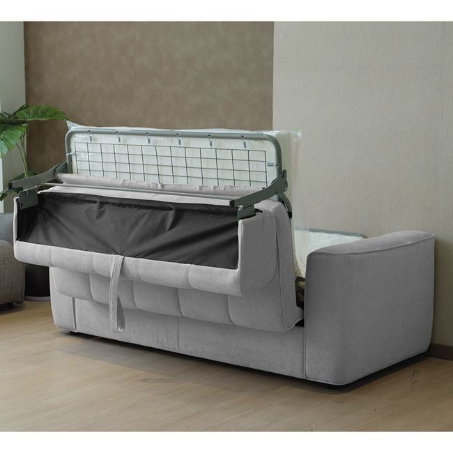 Καναπές-κρεβάτι "NORRIS" τριθέσιος από ύφασμα υδροαπωθητικό σε χρώμα ανοιχτό γκρι 209x99x70