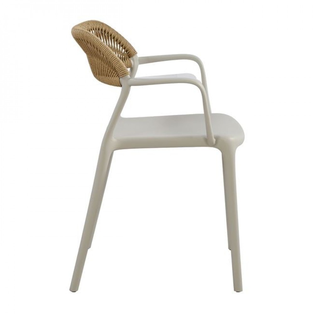 Πολυθρόνα "DOLLI" από pp/wicker σε χρώμα γκρι/φυσικό 58x53x77