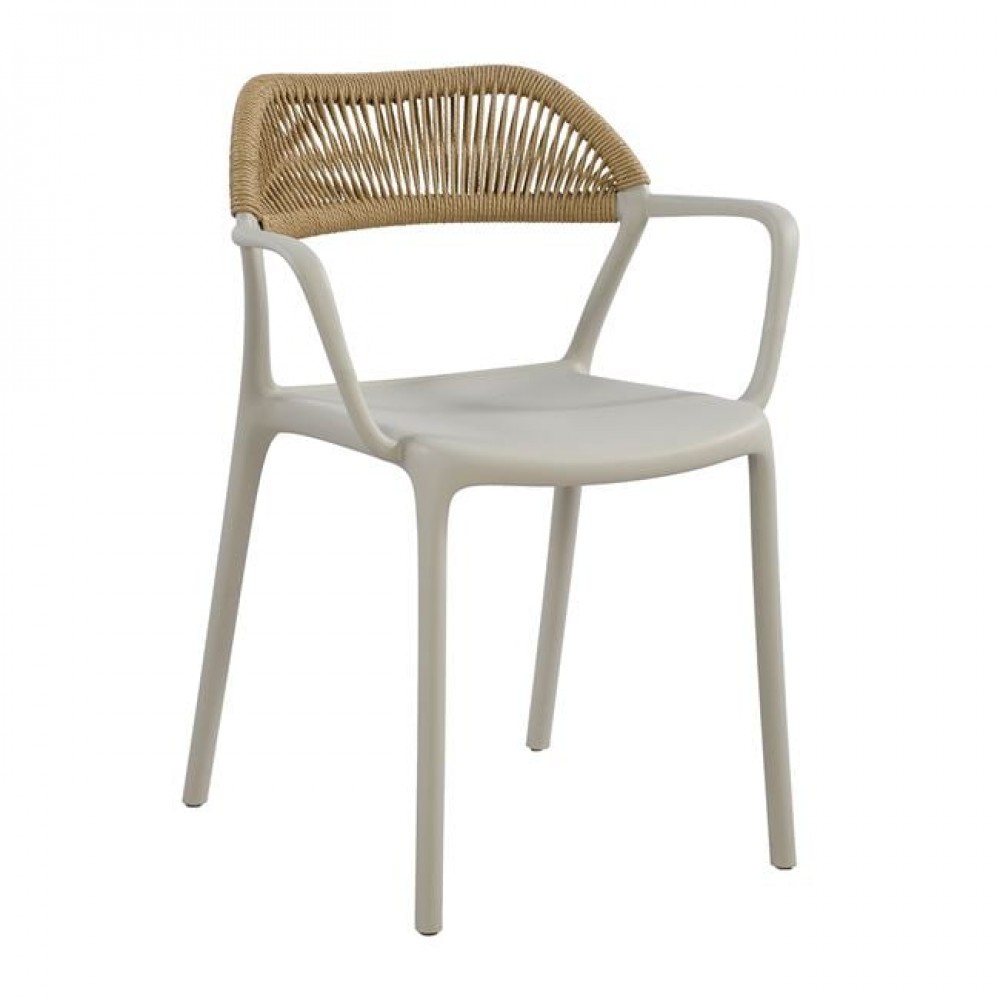 Πολυθρόνα "DOLLI" από pp/wicker σε χρώμα γκρι/φυσικό 58x53x77