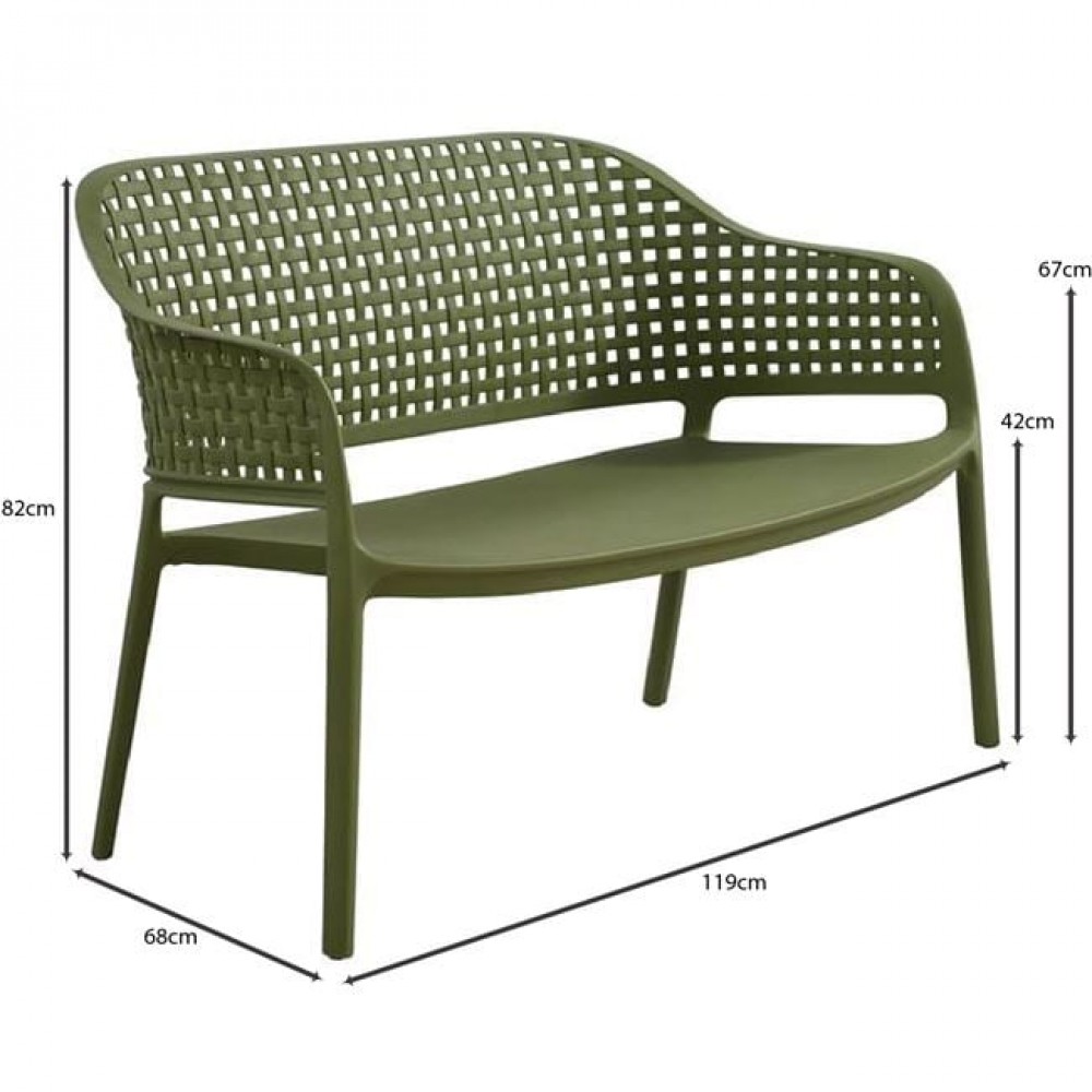 Σετ σαλόνι κήπου "MALAGA" 4τμχ από pp σε χρώμα πράσινο 119x68x82