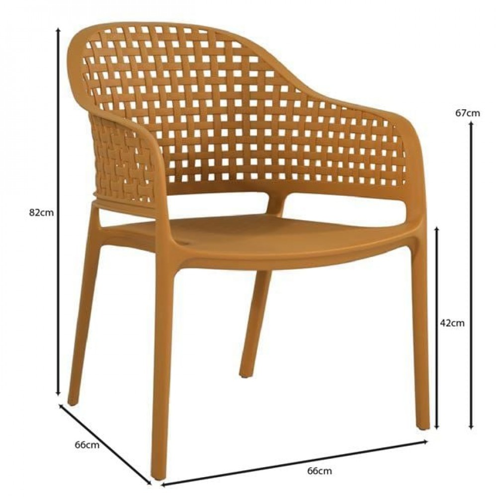 Σετ σαλόνι κήπου "MALAGA" 4τμχ από pp σε χρώμα κροκί 119x68x82