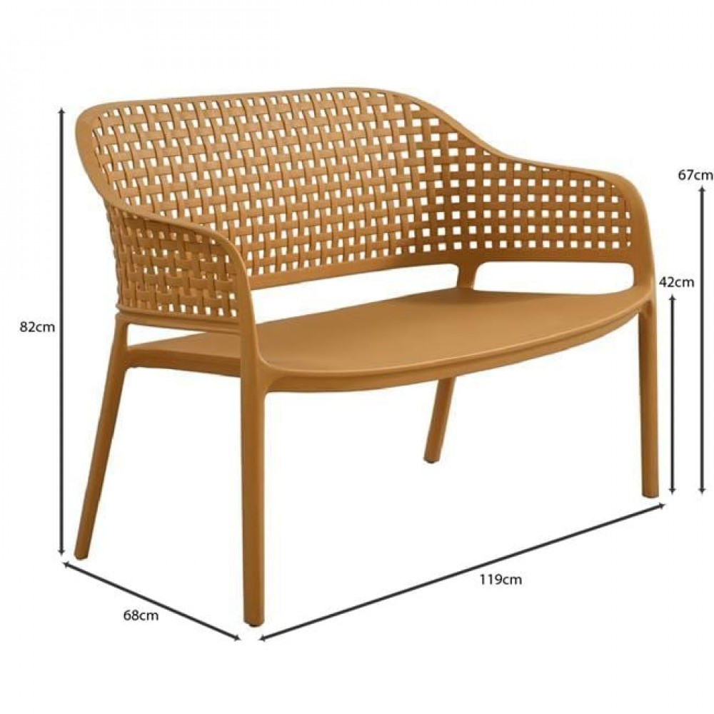 Σετ σαλόνι κήπου "MALAGA" 4τμχ από pp σε χρώμα κροκί 119x68x82