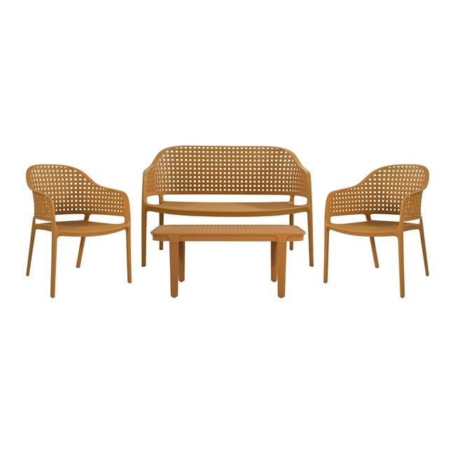 Σετ σαλόνι κήπου "MALAGA" 4τμχ από pp σε χρώμα κροκί 119x68x82