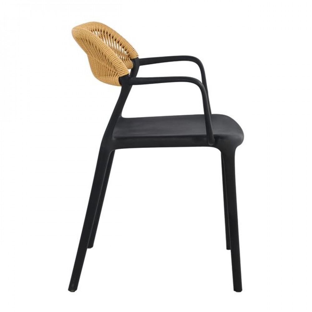 Πολυθρόνα "DOLLI" από pp/wicker σε χρώμα μαύρο/φυσικό 58x53x77