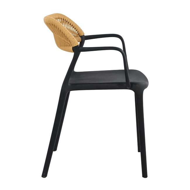 Πολυθρόνα "DOLLI" από pp/wicker σε χρώμα μαύρο/φυσικό 58x53x77