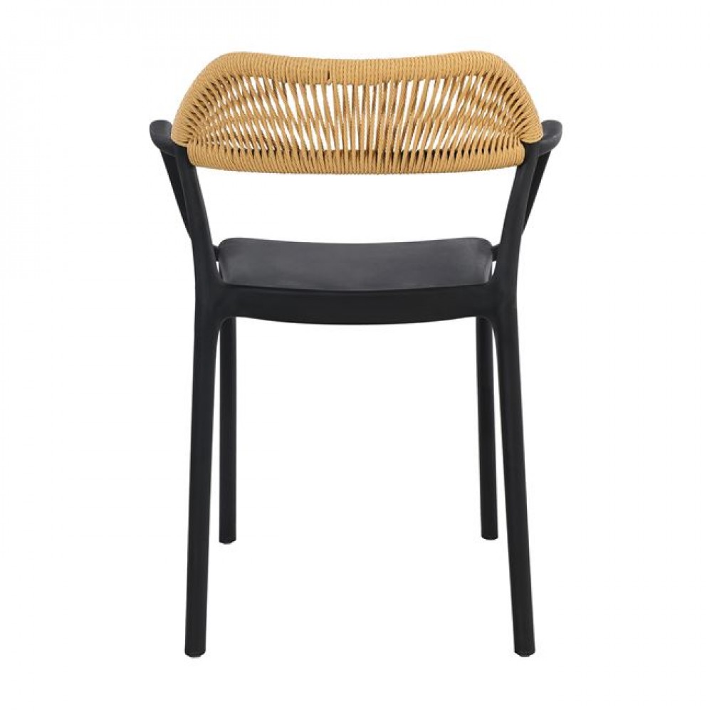 Πολυθρόνα "DOLLI" από pp/wicker σε χρώμα μαύρο/φυσικό 58x53x77