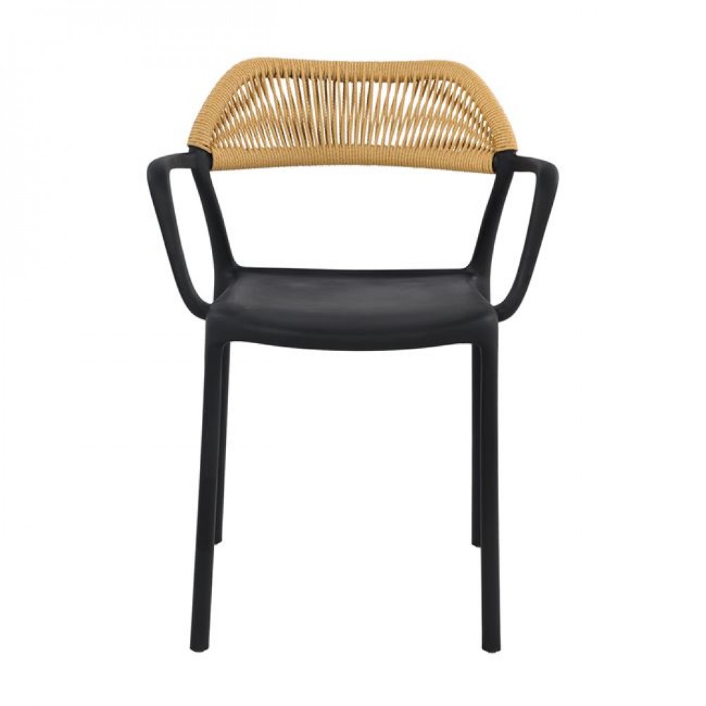 Πολυθρόνα "DOLLI" από pp/wicker σε χρώμα μαύρο/φυσικό 58x53x77