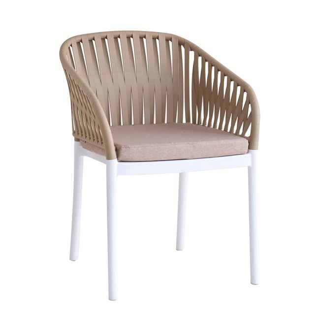 Πολυθρόνα "EMERY" από pp σε χρώμα sand beige/λευκό 56x59x80
