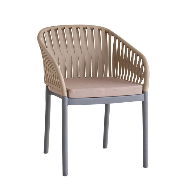 Πολυθρόνα "EMERY" από pp σε χρώμα sand beige/ανθρακί 56x59x80