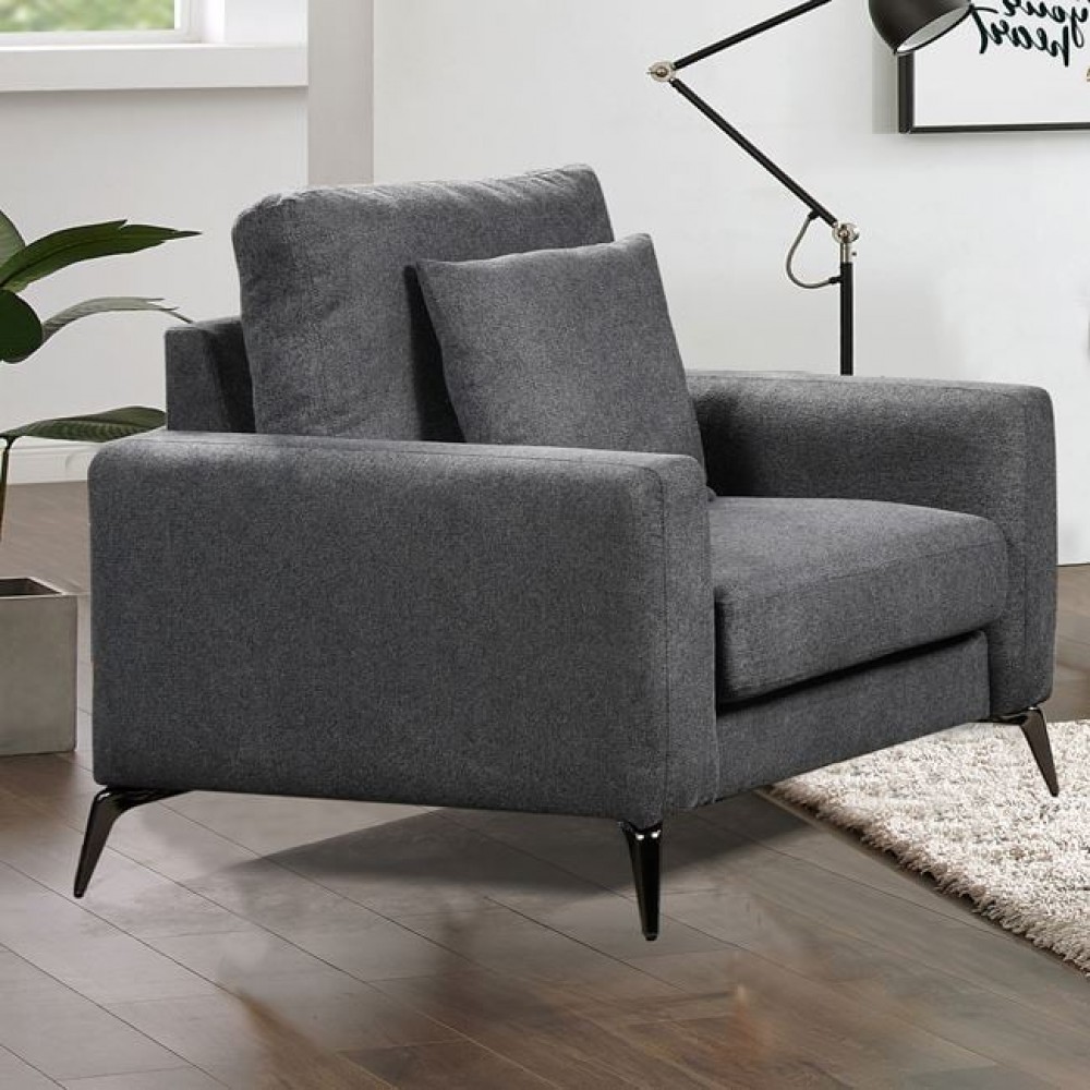 Πολυθρόνα σαλονιού "TIPO" από ύφασμα σε χρώμα γκρι 101x88x92