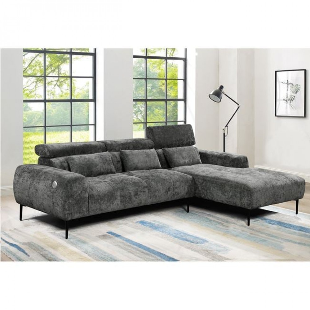 Καναπές "ELORA" με αριστερή γωνία από ύφασμα σε χρώμα γκρι 261x171x95