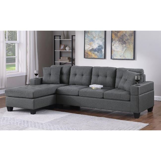 Καναπές με αναστρέψιμη γωνία "JORDAN" από ύφασμα σε χρώμα γκρι 245/146x76x86