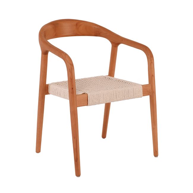 Πολυθρόνα Τραπεζαρίας "LEXY" απο ξύλο/σχοινί σε χρώμα καρυδί 56x56x78