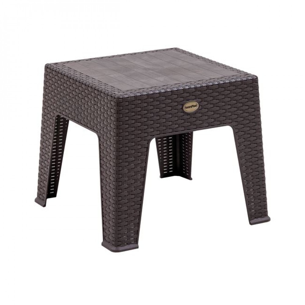 Τραπεζάκι Βοηθητικό "RATTAN" απο PP-UV σε χρώμα καφέ 50x50x42