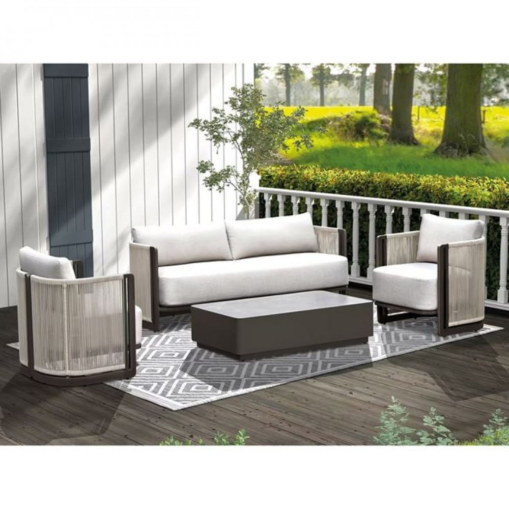 Σετ σαλόνι κήπου "BOSTON" απο  αλουμίνιο/wicker σε χρώμα ανθρακί/μπεζ 204x73x66