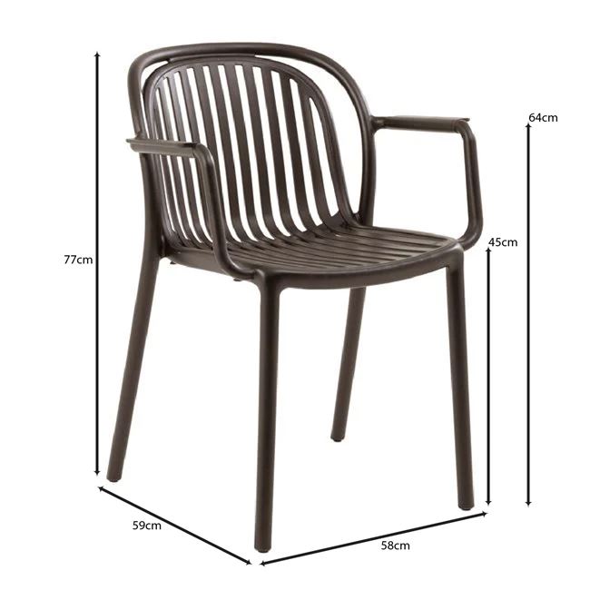 Πολυθρόνα κήπου/βεράντας από pp σε χρώμα καφέ 58x59x77