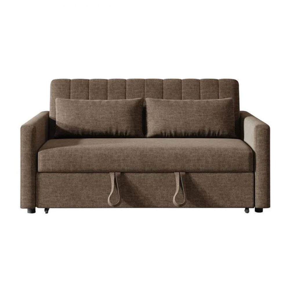 Καναπές-κρεβάτι "TEMPO-W" με ανάκλιση πλάτης απο ύφασμα σε χρώμα καφέ 136x93x80
