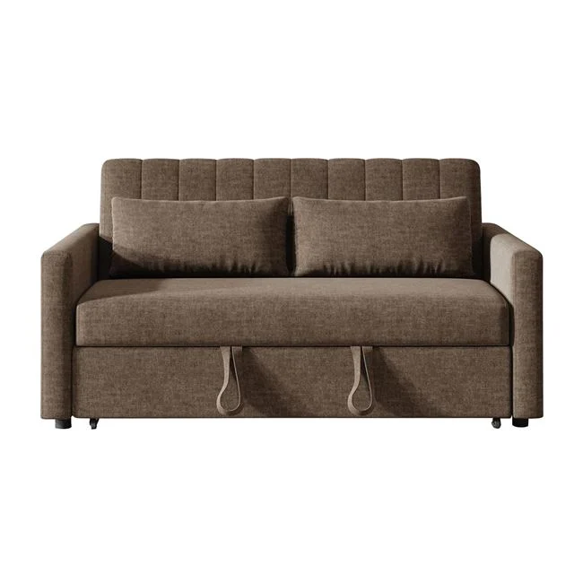 Καναπές-κρεβάτι "TEMPO-W" με ανάκλιση πλάτης απο ύφασμα σε χρώμα καφέ 136x93x80