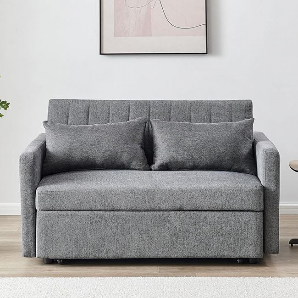 Καναπές-κρεβάτι "TEMPO-W" με ανάκλιση πλάτης απο ύφασμα σε χρώμα γκρι 136x93x80