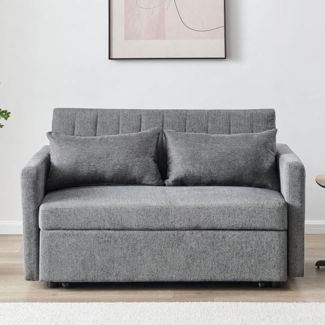 Καναπές-κρεβάτι "TEMPO-W" με ανάκλιση πλάτης απο ύφασμα σε χρώμα γκρι 136x93x80