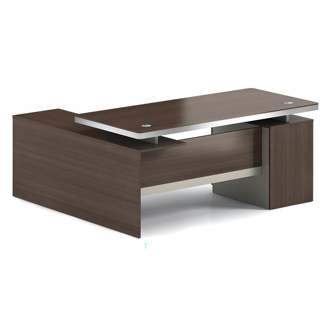 Γραφείο με αναστρέψιμη γωνία "CONCEPT" απο μελαμίνη σε χρώμα καρυδί/μπεζ 200x80/160x40