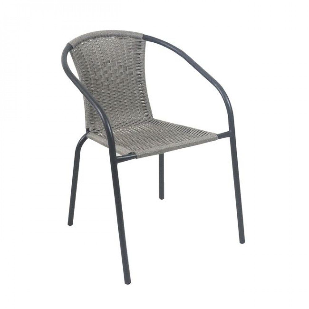 Πολυθρόνα εξωτερικού χώρου "BALENO-W" απο μέταλλο/wicker σε χρώμα μαύρο/γκρι 52x60x72