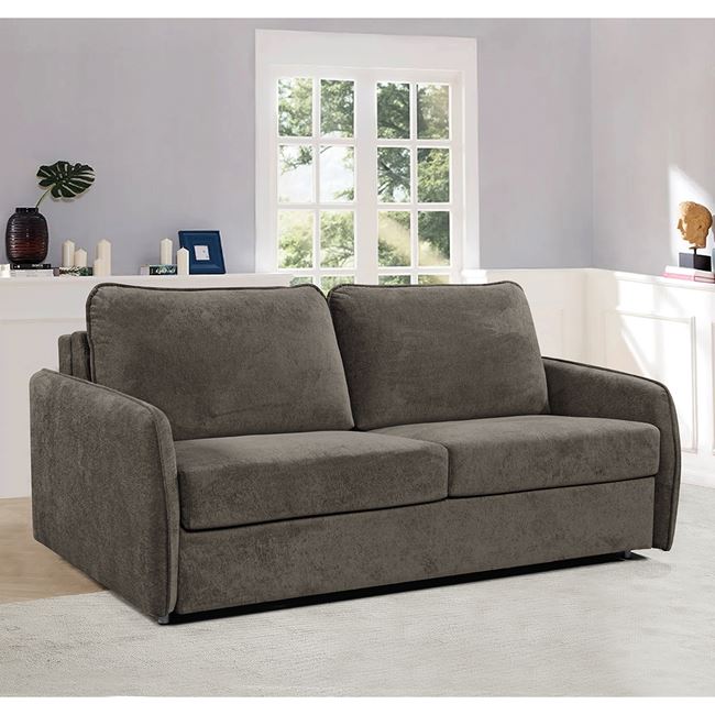 Καναπές-κρεβάτι "LESTER" 2θέσιος απο ύφασμα σε χρώμα σκούρο καφέ 180x98x89