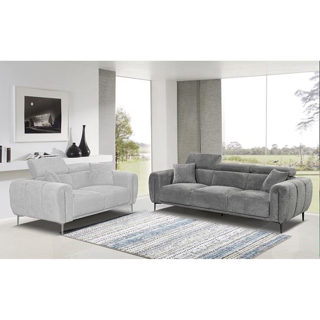 Kαναπές σαλονιού "SEVILLE" 3Θέσιος απο ύφασμα σε χρώμα σκούρο γκρι 220x96x75/95