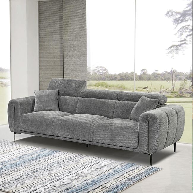 Kαναπές σαλονιού "SEVILLE" 3Θέσιος απο ύφασμα σε χρώμα σκούρο γκρι 220x96x75/95