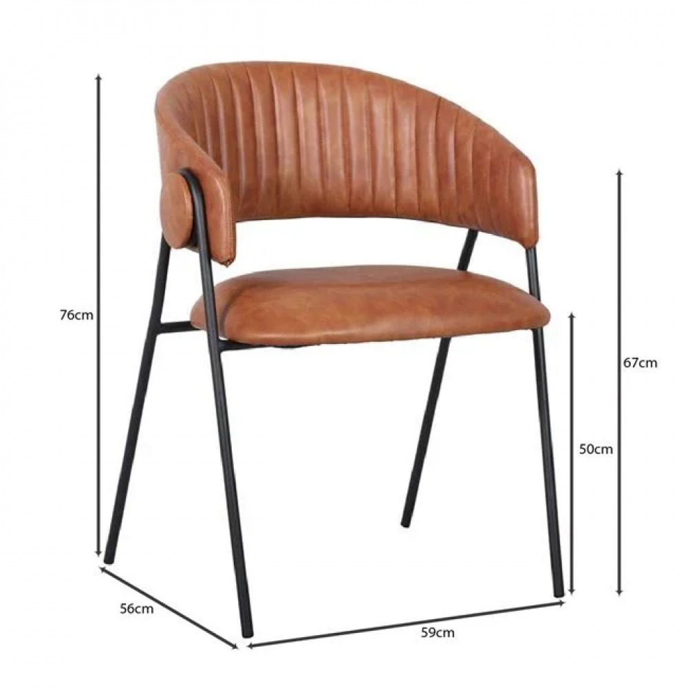 Πολυθρόνα "ALFRED" απο μέταλλο/PU σε χρώμα μαύρο/camel 59x56x76