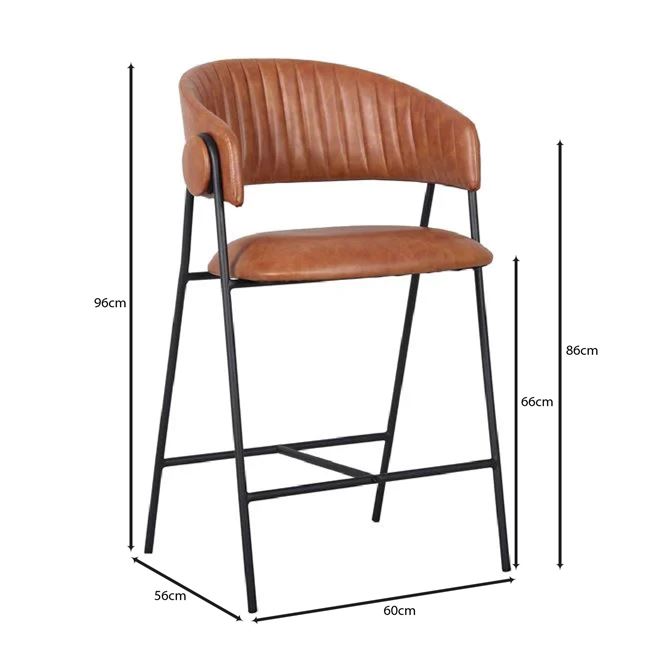 Σκαμπό bar "ALFRED" απο μέταλλο/PU σε χρώμα μαύρο/camel 60x56x66/96