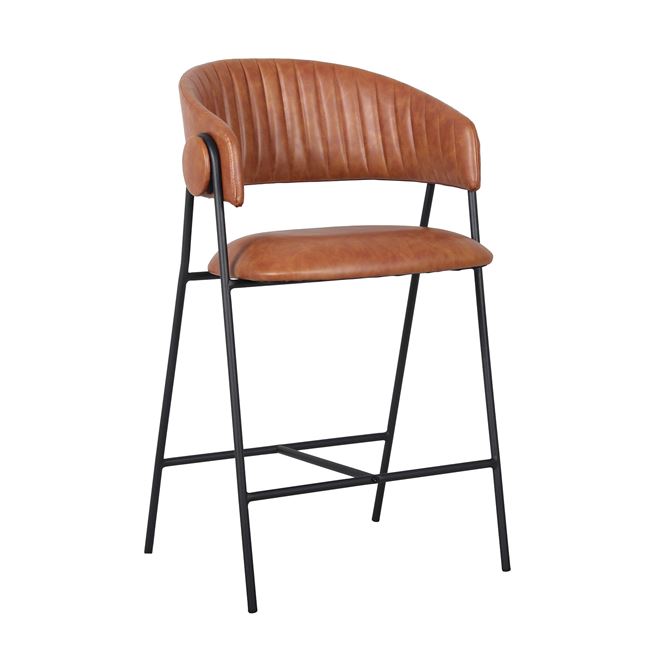 Σκαμπό bar "ALFRED" απο μέταλλο/PU σε χρώμα μαύρο/camel 60x56x66/96