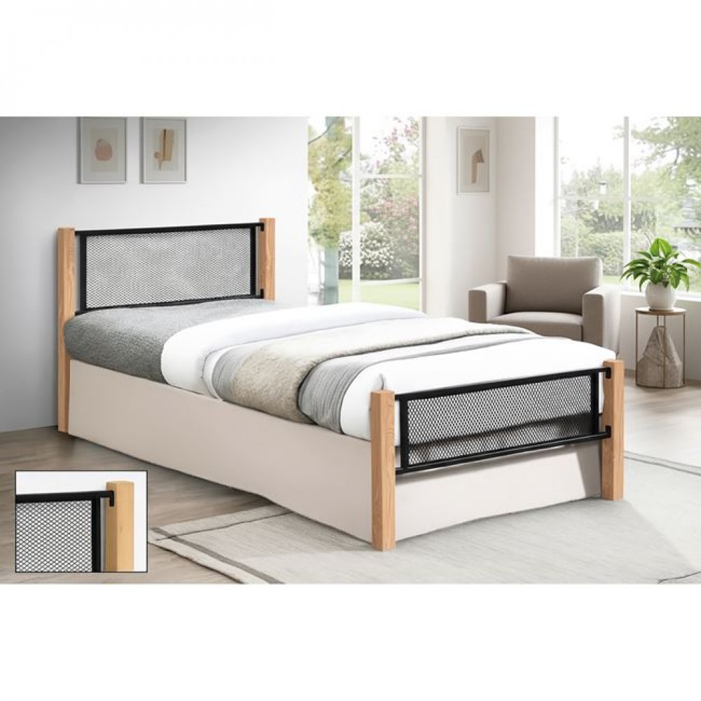 Κρεβάτι μονό "ΝΕΤ" απο μέταλλο/ξύλο σε χρώμα μαύρο/φυσικό 95x200x81