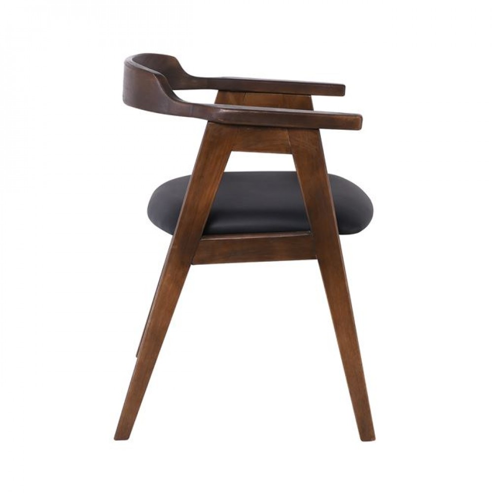 Πολυθρόνα τραπεζαρίας "SELVA" απο ξύλο/PU σε χρώμα καρυδί/μαύρο 60x54x75