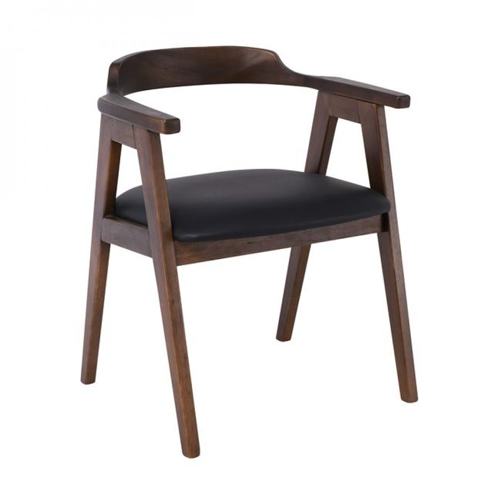 Πολυθρόνα τραπεζαρίας "SELVA" απο ξύλο/PU σε χρώμα καρυδί/μαύρο 60x54x75