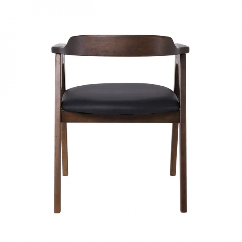 Πολυθρόνα τραπεζαρίας "SELVA" απο ξύλο/PU σε χρώμα καρυδί/μαύρο 60x54x75