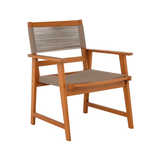 Πολυθρόνα εξωτερικού χώρου "SPRING" απο ξύλο/σχοινί σε χρώμα φυσικό/μπεζ 58x62x88