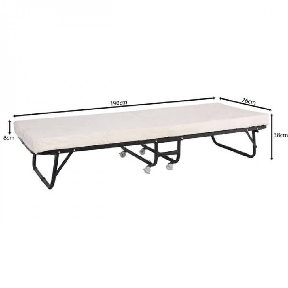 Κρεβάτι πτυσσόμενο "SPAN" απο μέταλλο σε μαύρο χρώμα 76x190x38