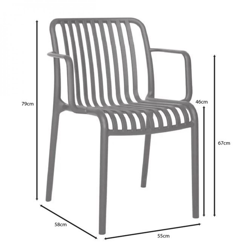 Πολυθρόνα εξωτερικού χώρου "MODA-H" από PP σε ανθρακί χρώμα 54x57x80