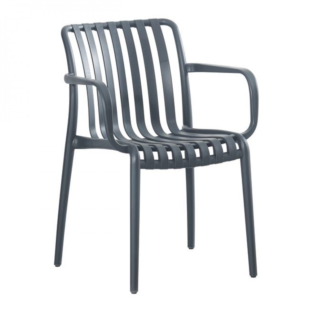 Πολυθρόνα εξωτερικού χώρου "MODA-H" από PP σε ανθρακί χρώμα 54x57x80