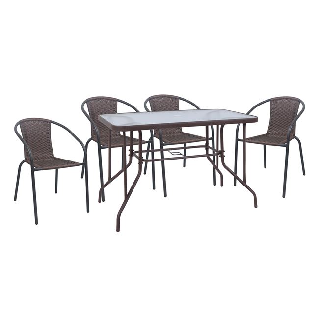 Σετ κήπου "BALENO-W" μεταλλικό-wicker σε καφέ χρώμα