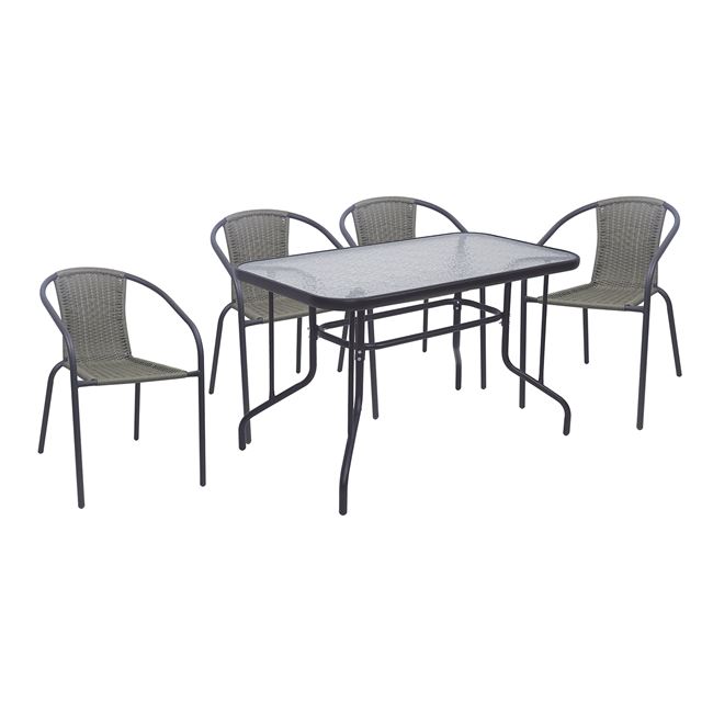 Σετ κήπου "BALENO-W" μεταλλικό-wicker σε γκρι χρώμα