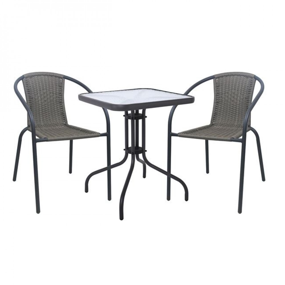 Σετ κήπου "BALENO" από μεταλλικό-wicker σε γκρι/ανθρακί χρώμα